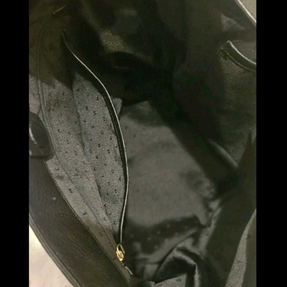 COLE HAAN Pebbled Black Leather Hobo Satchel Large Shoulder Bag Tassel & Brass - Picture 7 of 11